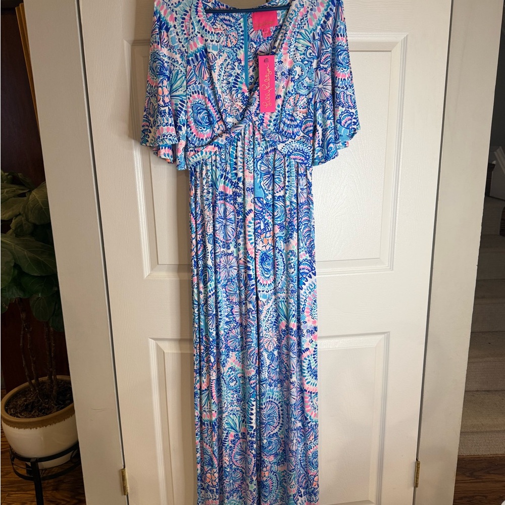 Lilly Pulitzer Blue and Pink Maxi Dress